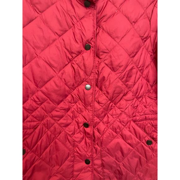 Eddie Bauer woman’s jacket LP red 550 fill power quilted goose down snap front - Picture 3 of 12